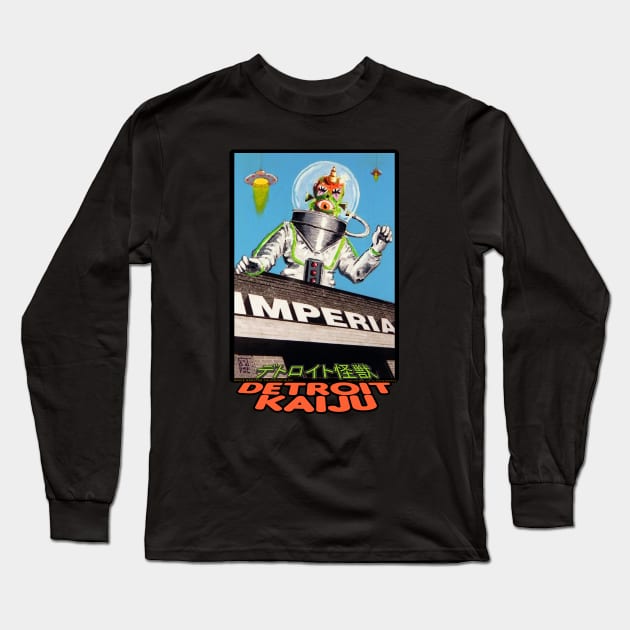 CALEVEROCULON from the PLANET IMPERION! - Pete Coe's Detroit Kaiju Series Long Sleeve T-Shirt by DetroitKaiju